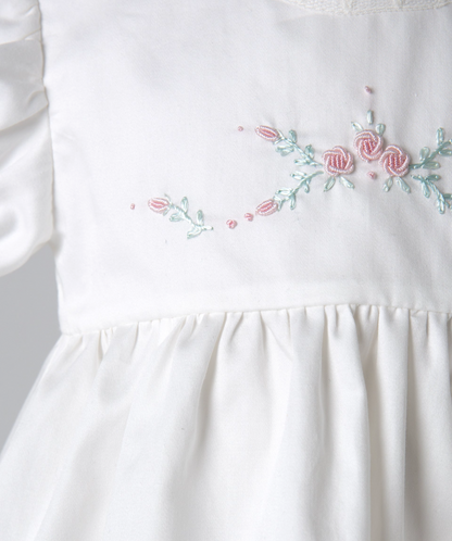 04002 WHITE PEARL HANDMADE BABY GIRL DRESS