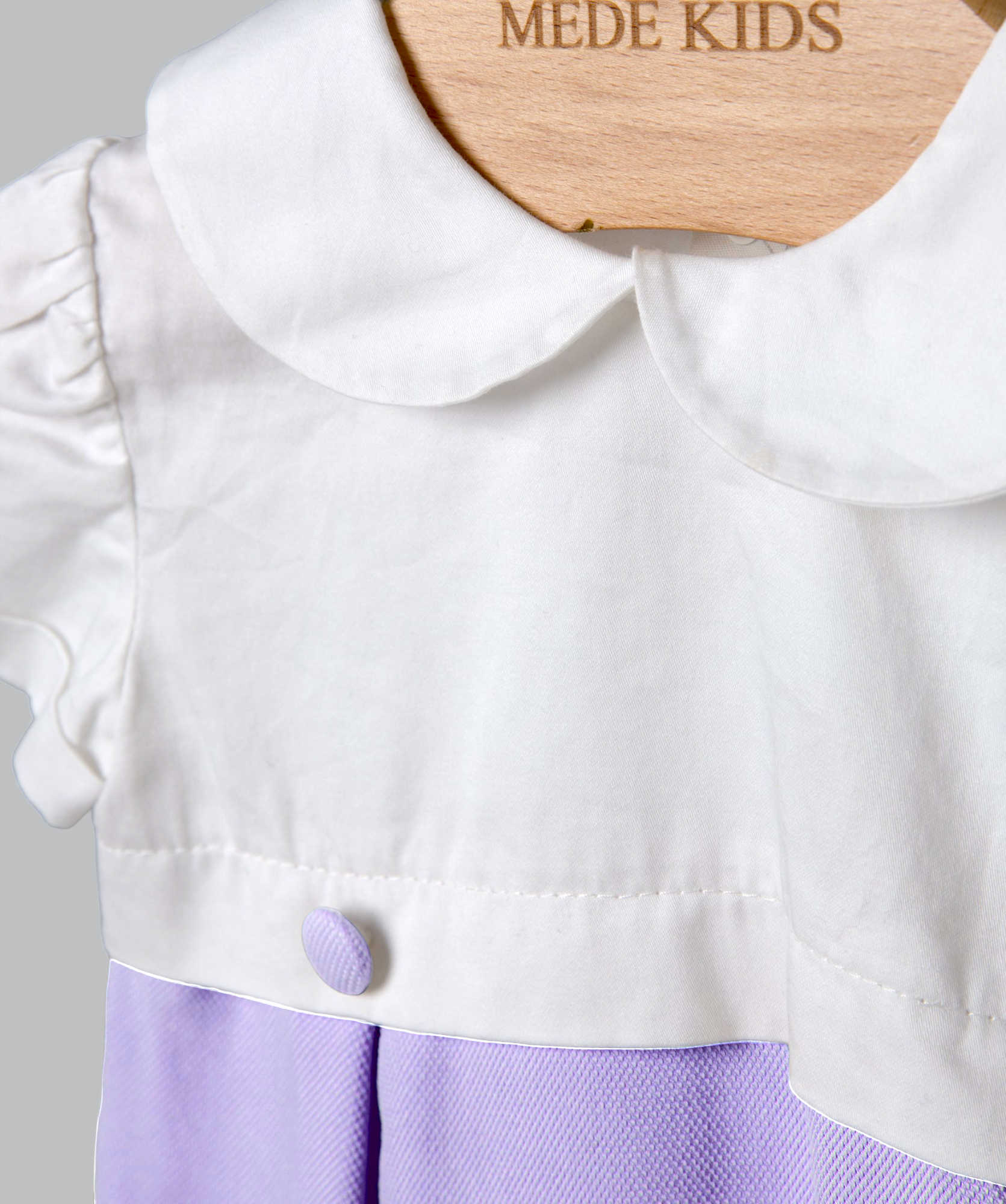 05048 HANDMADE BUTTONED SHORT ROMPER PURPLE