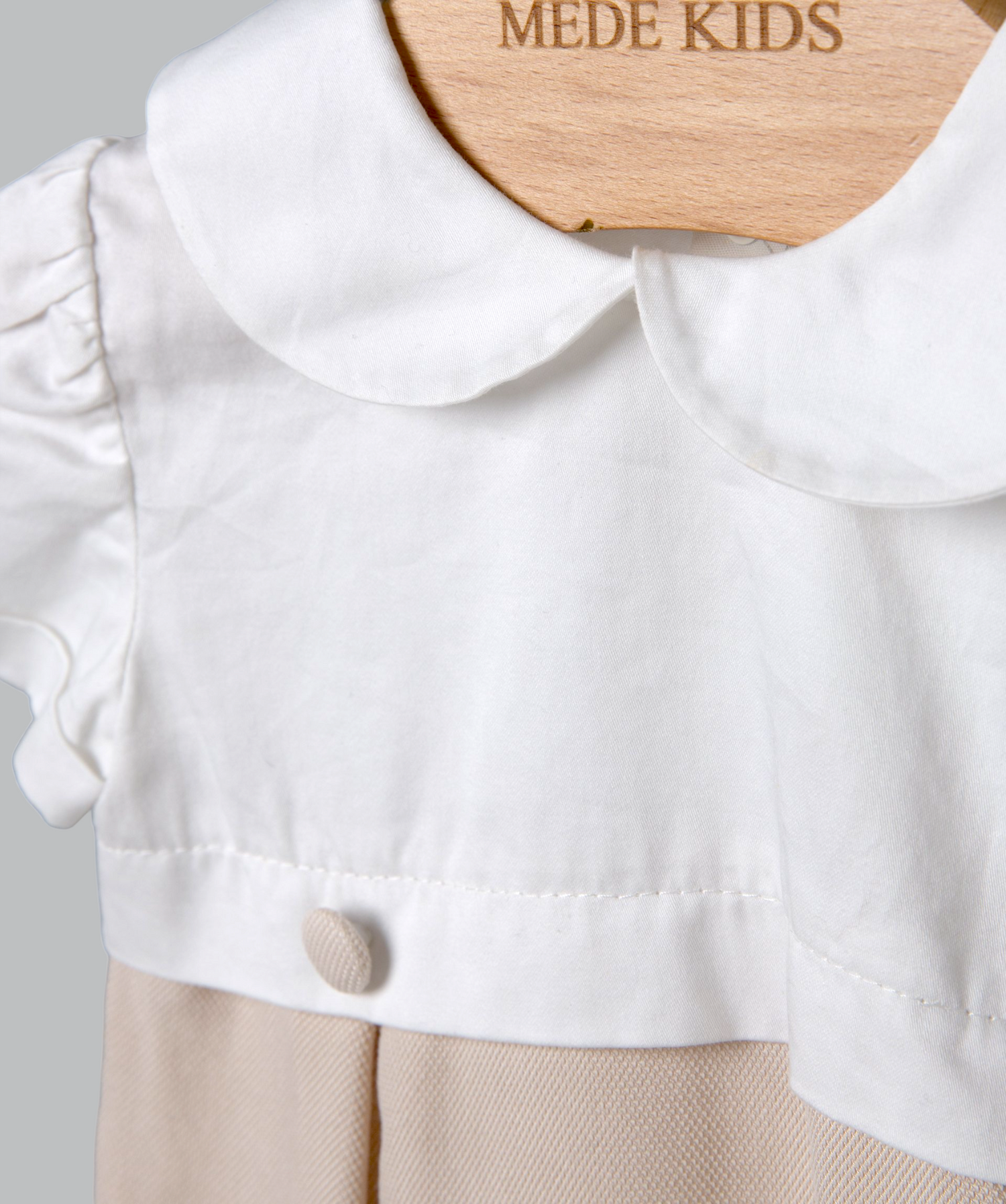 05048 HANDMADE BUTTONED SHORT ROMPER BEIGE