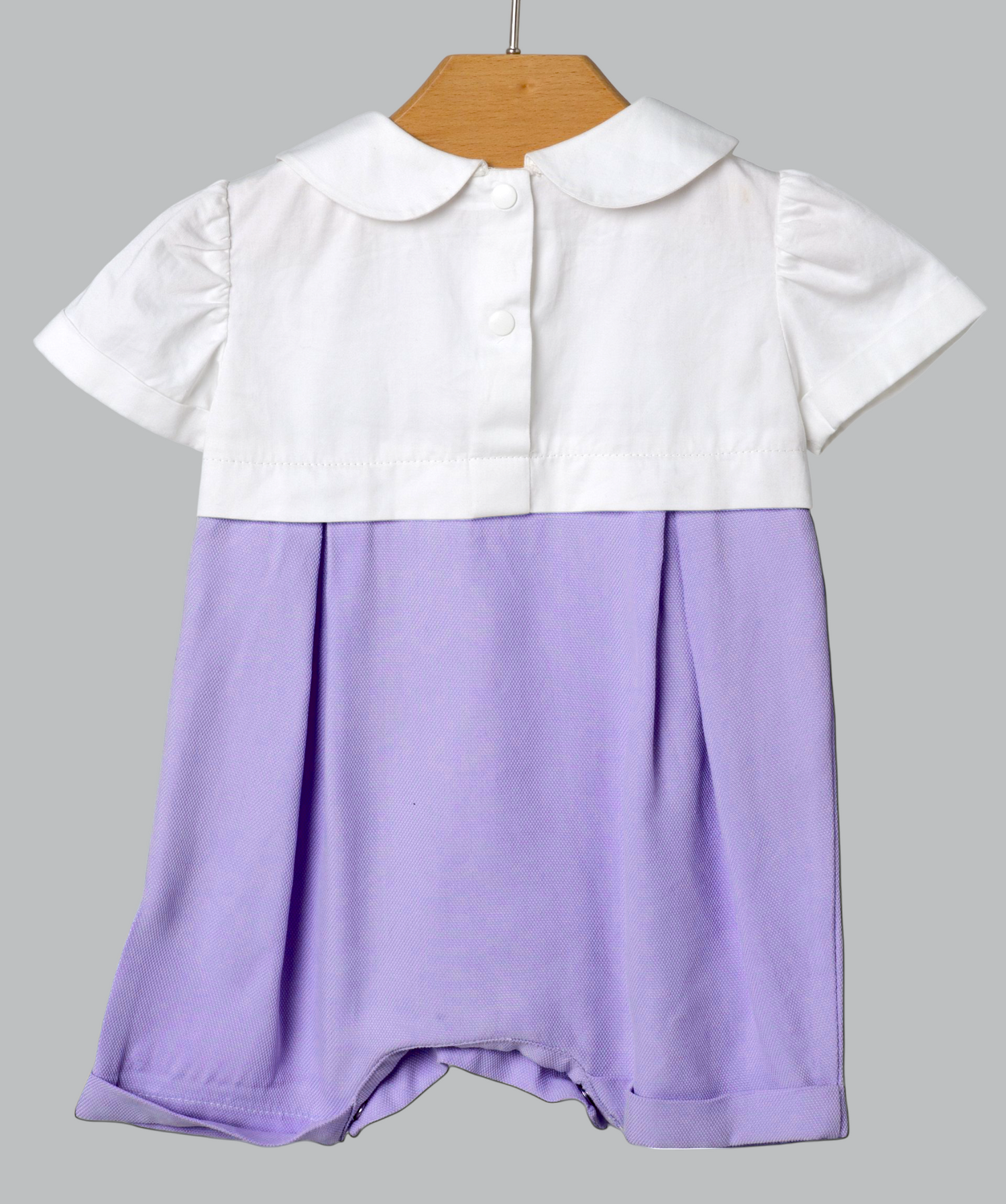 05048 HANDMADE BUTTONED SHORT ROMPER PURPLE