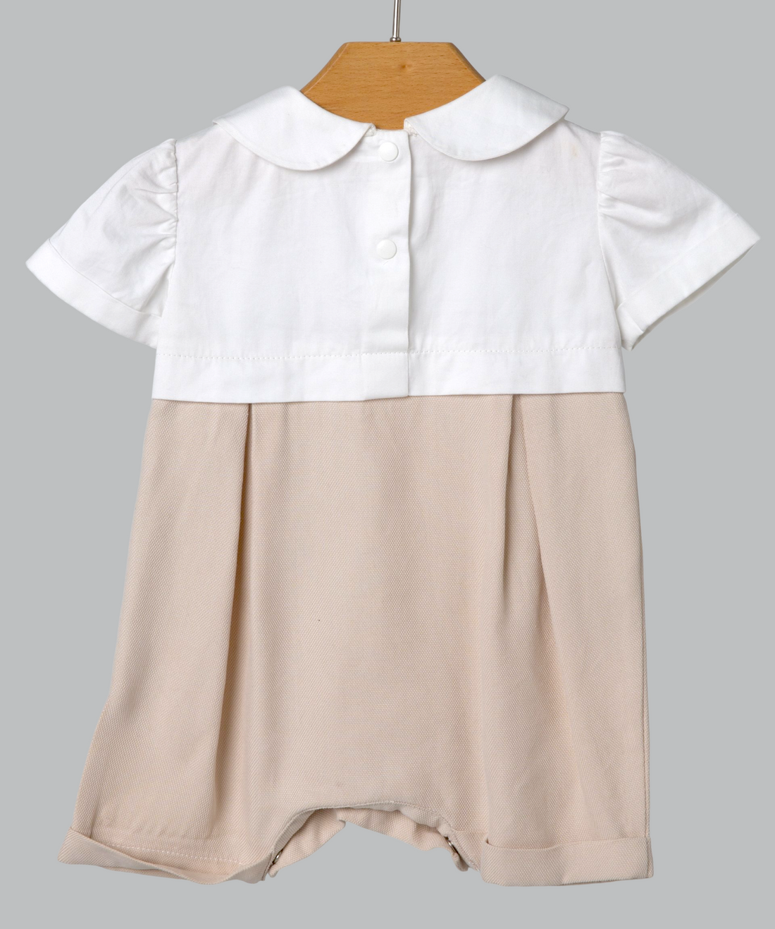 05048 HANDMADE BUTTONED SHORT ROMPER BEIGE