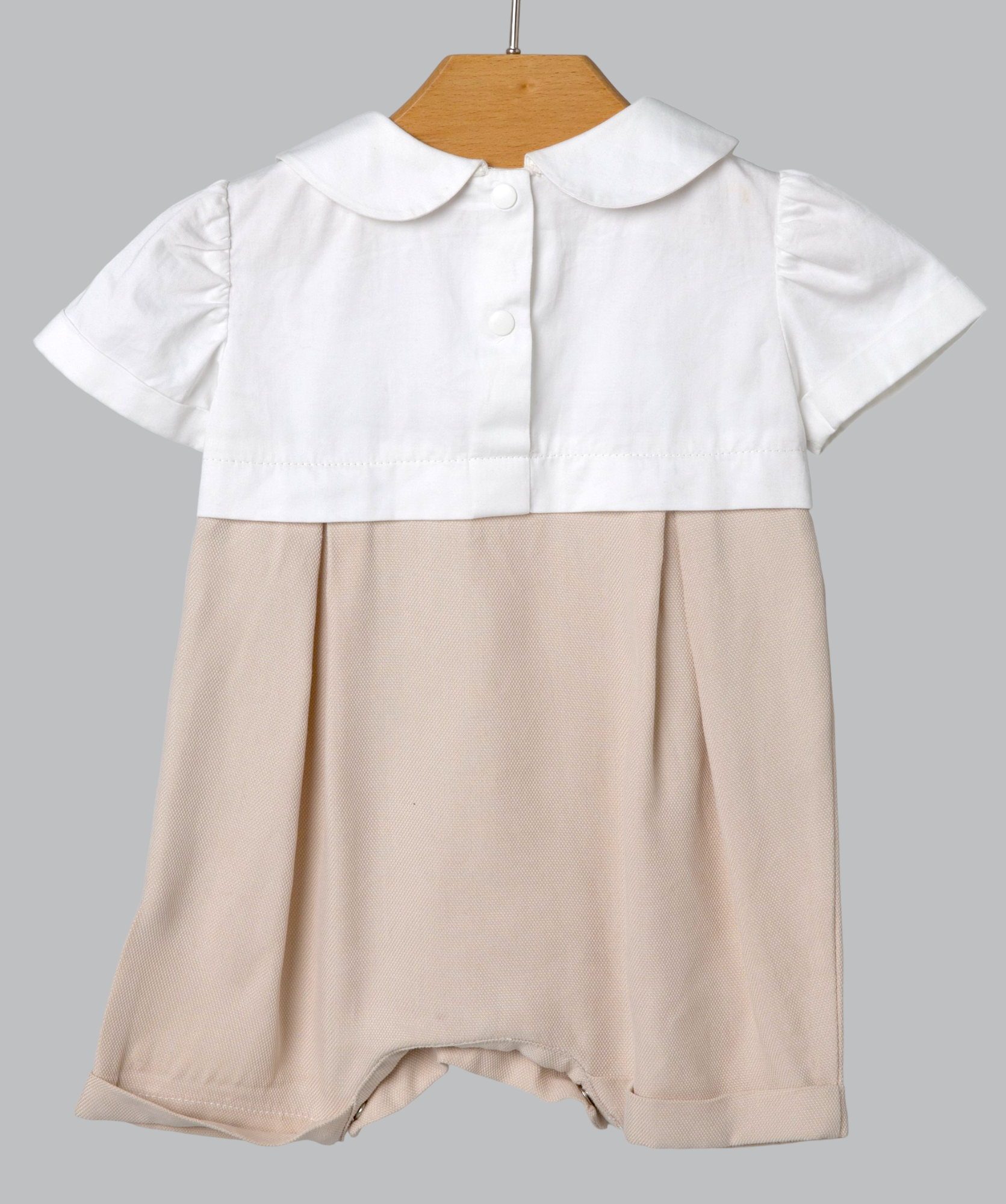 05048 HANDMADE BUTTONED SHORT ROMPER BEIGE