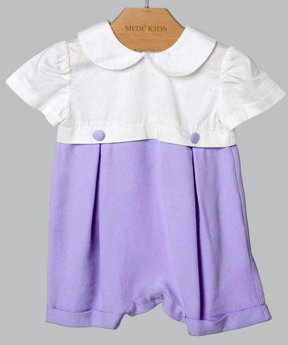 05048 HANDMADE BUTTONED SHORT ROMPER PURPLE