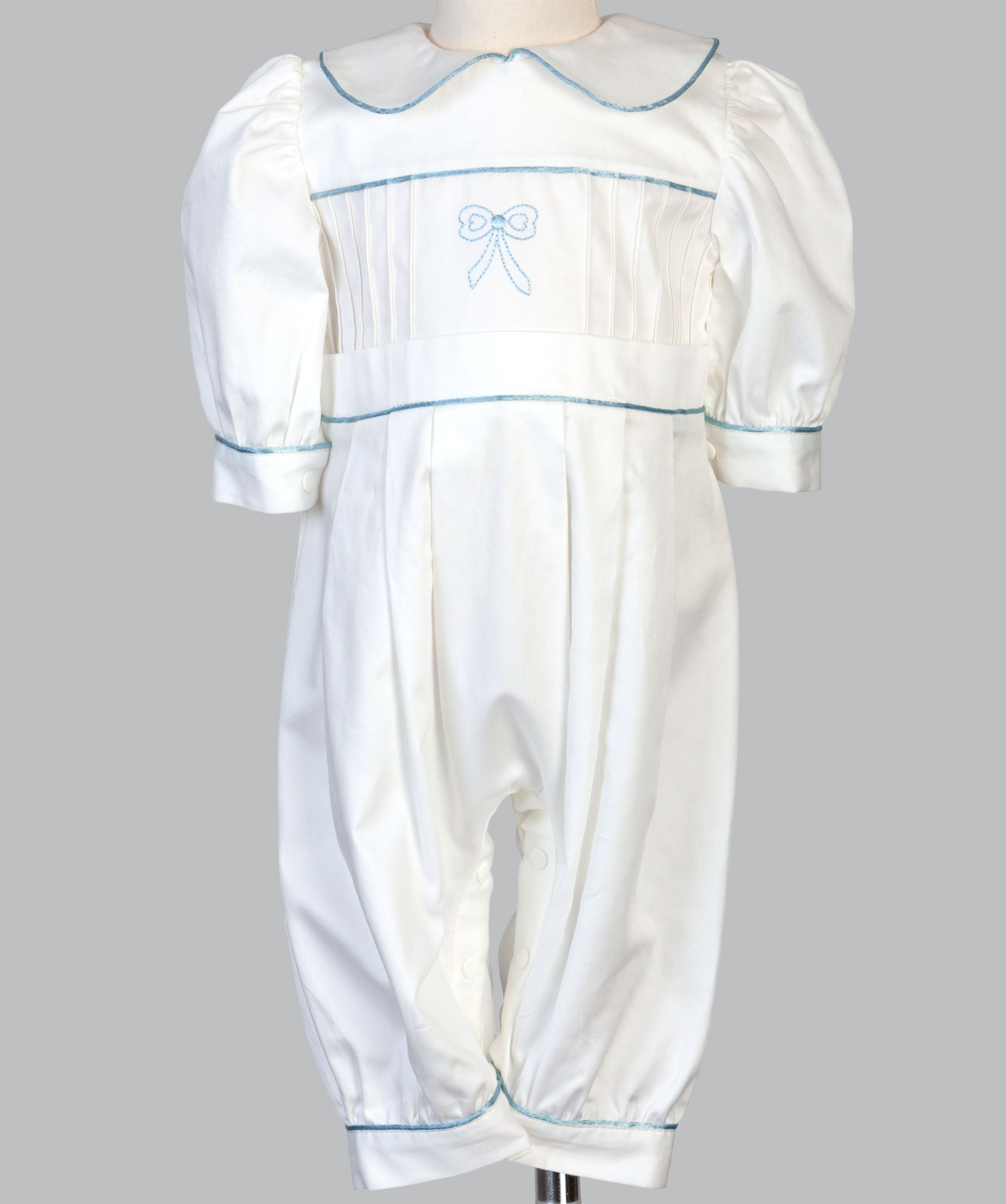 05025 HANDMADE EMBROIDERY BLUE RIBBON ROMPER