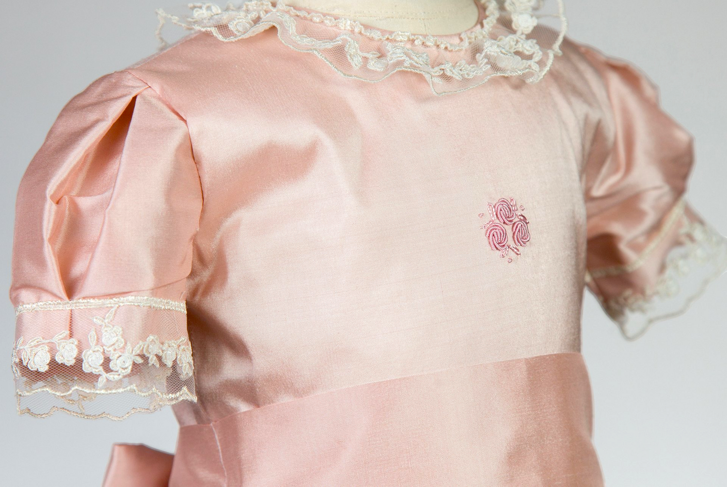 04022 SILK HANDMADE BABY GIRL DRESS-PINK