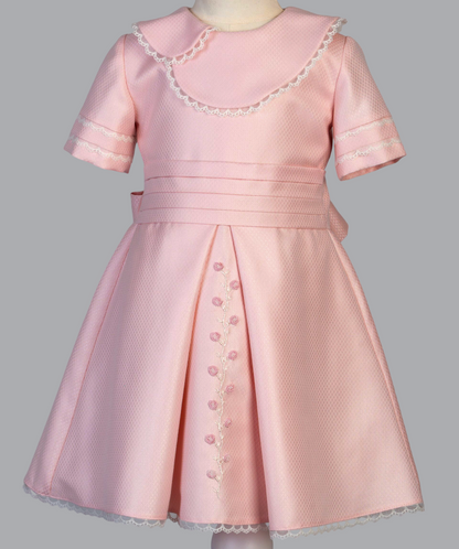 04039 ROSE ROAD HANDMADE BABY GIRL DRESS PINK