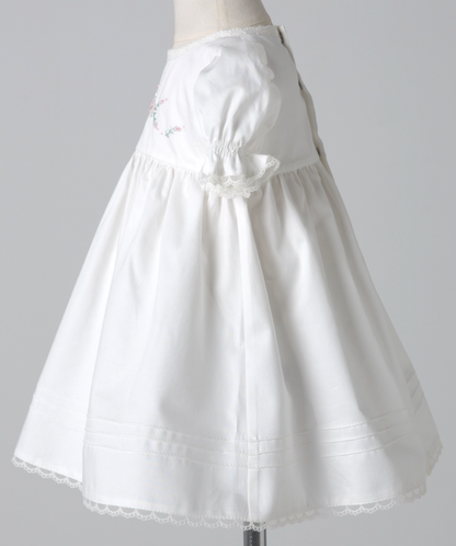 04002 WHITE PEARL HANDMADE BABY GIRL DRESS