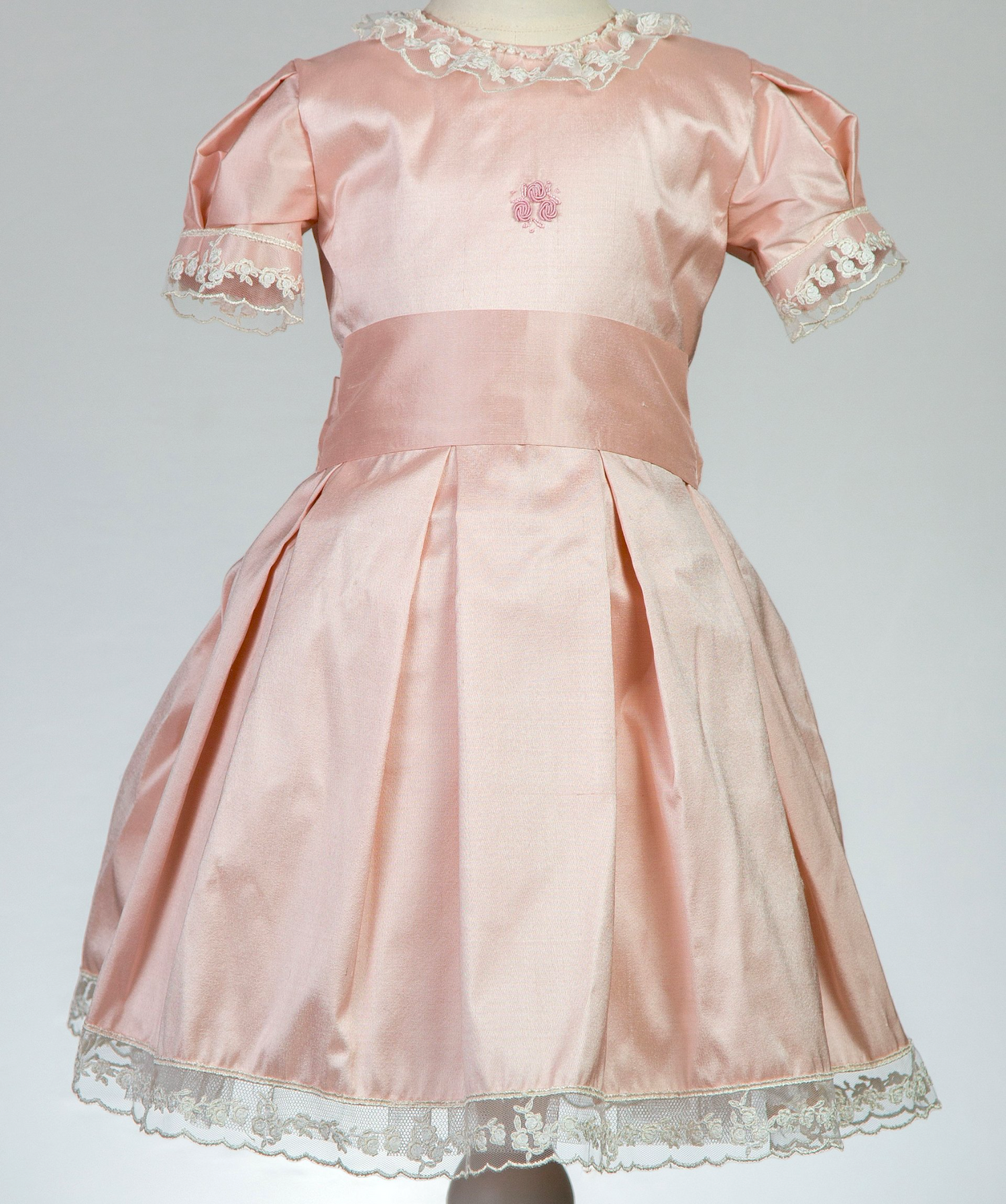 04022 SILK HANDMADE BABY GIRL DRESS-PINK