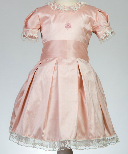 04022 SILK HANDMADE BABY GIRL DRESS-PINK