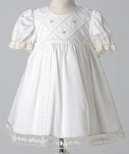 04037 DIAMONDS COTTON SATIN HANDMADE BABY GIRL DRESS