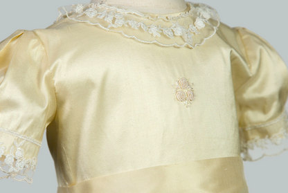 04022 SILK HANDMADE BABY GIRL DRESS-GOLD