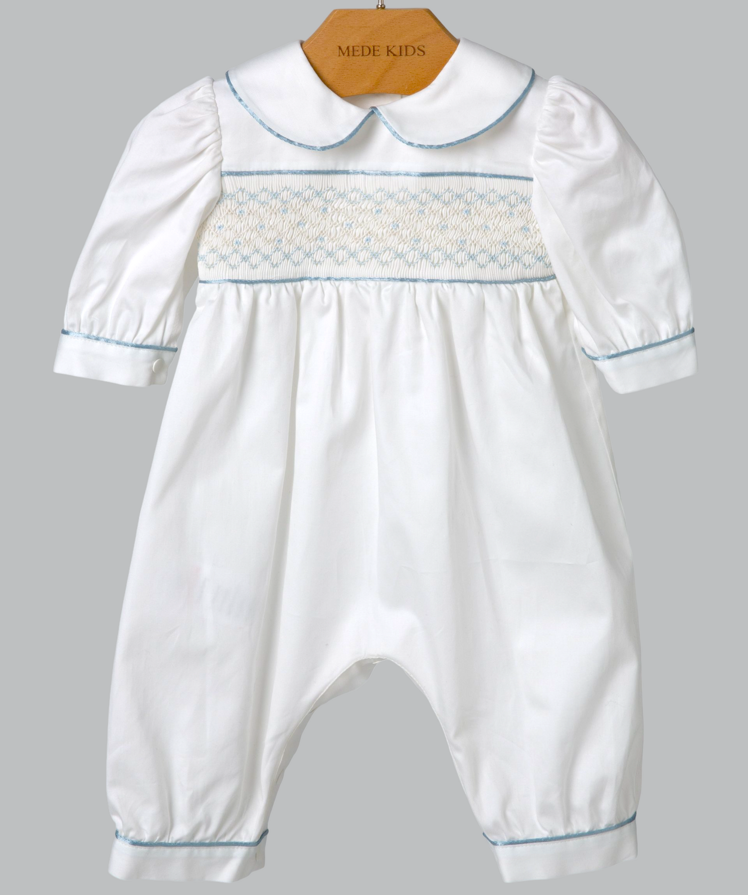 05056 HANDMADE PLITTING WITH RIBBON EMBROIDERY ROMPER