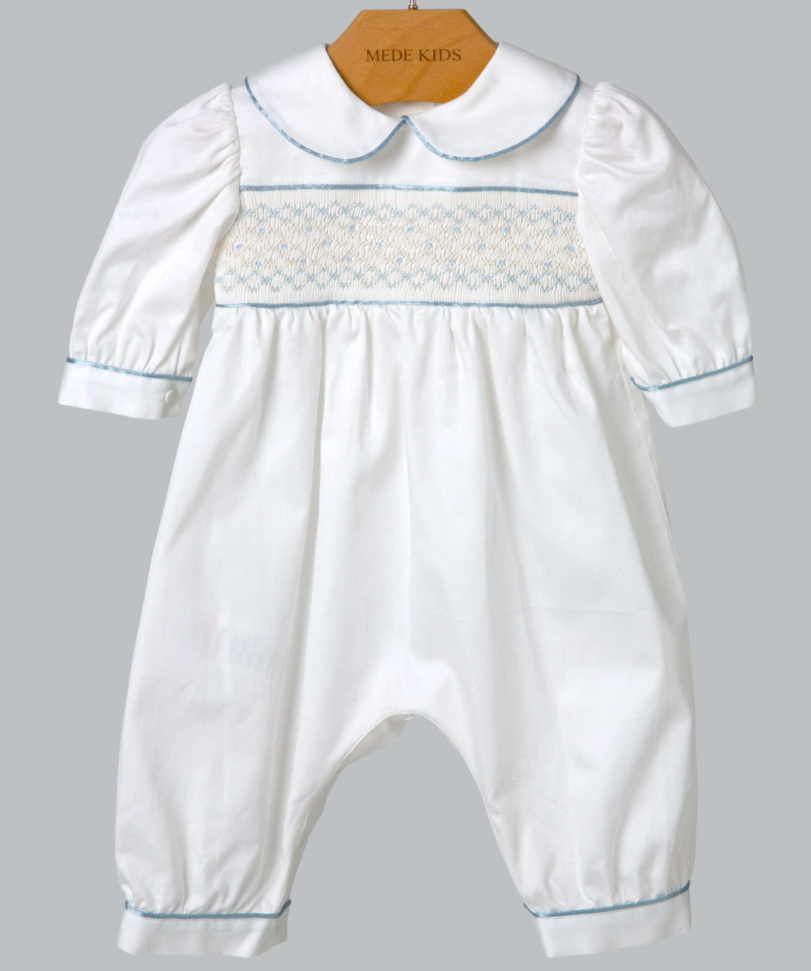 05056 HANDMADE PLITTING WITH RIBBON EMBROIDERY ROMPER