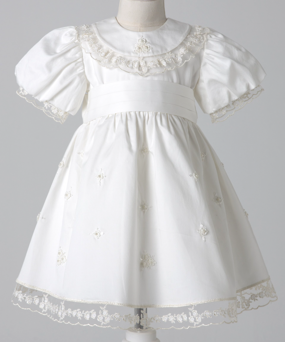 04009 PAPATYA HANDMADE BABY GIRL DRESS WITH PEARLS ROSES