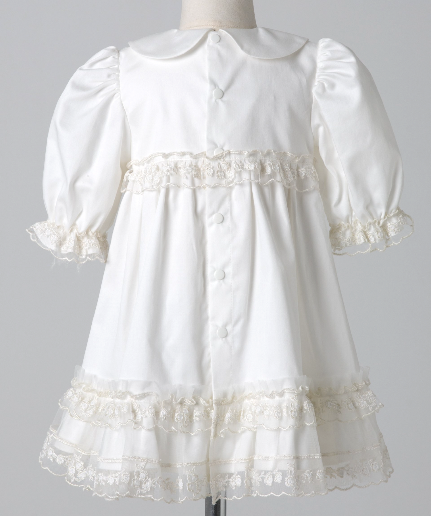 04007 ROSE COLLAR COTTON SATIN HANDMADE BABY GIRL DRESS