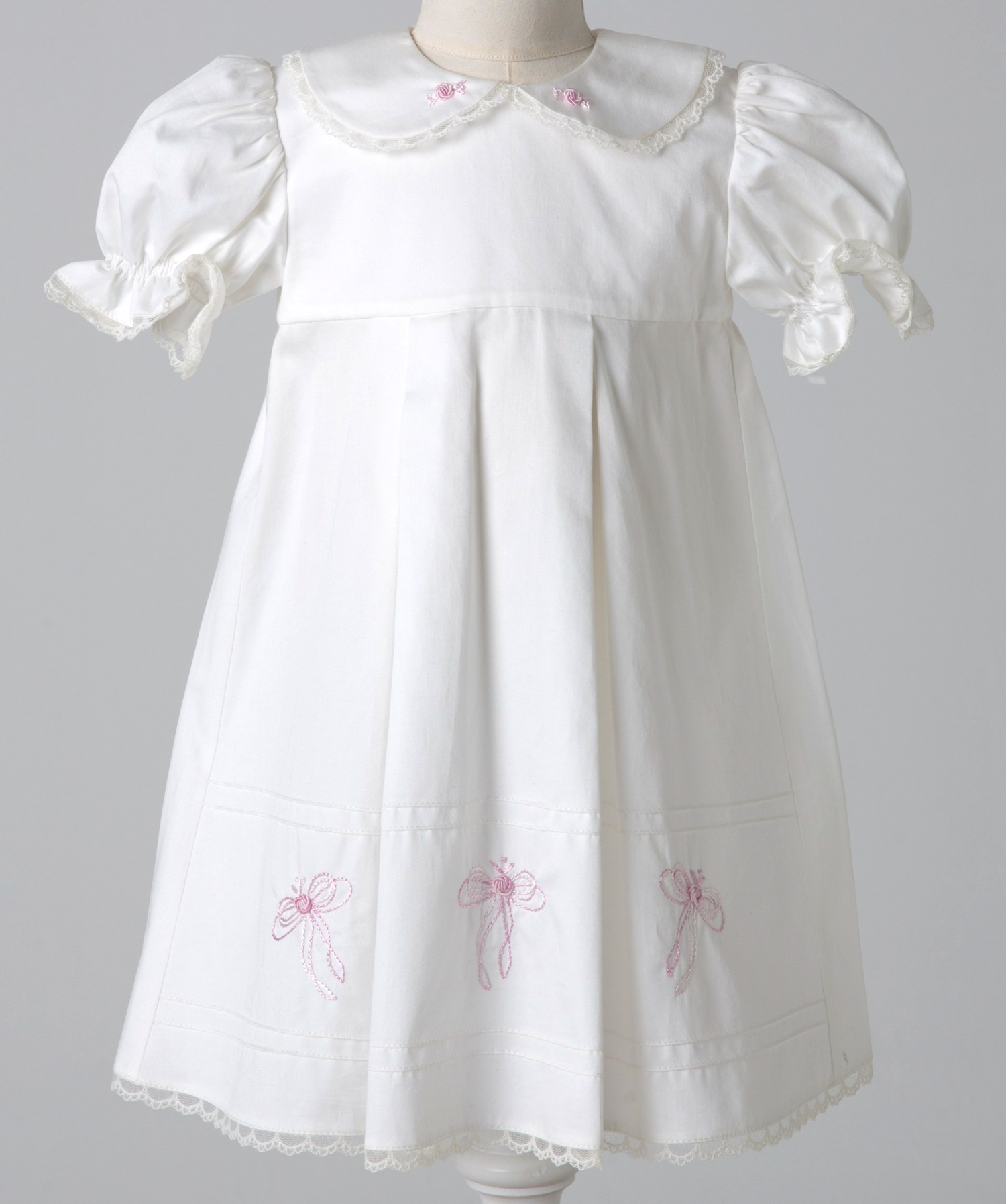 04012 BOW COTTON SATIN HANDMADE BABY GIRL DRESS