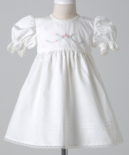 04002 WHITE PEARL HANDMADE BABY GIRL DRESS