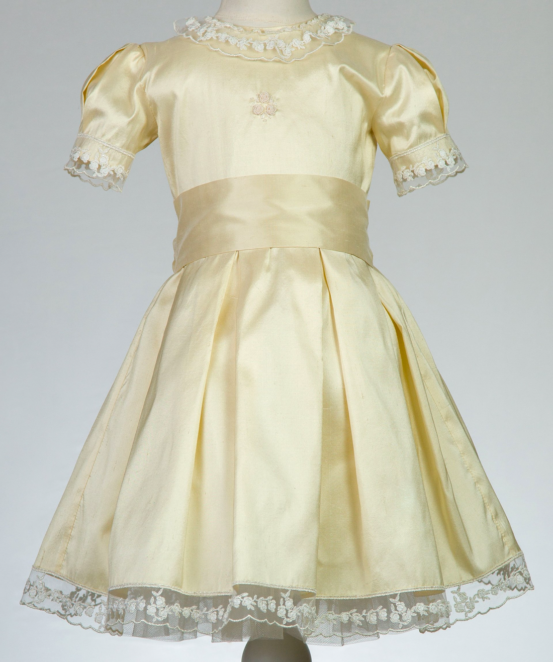 04022 SILK HANDMADE BABY GIRL DRESS-GOLD