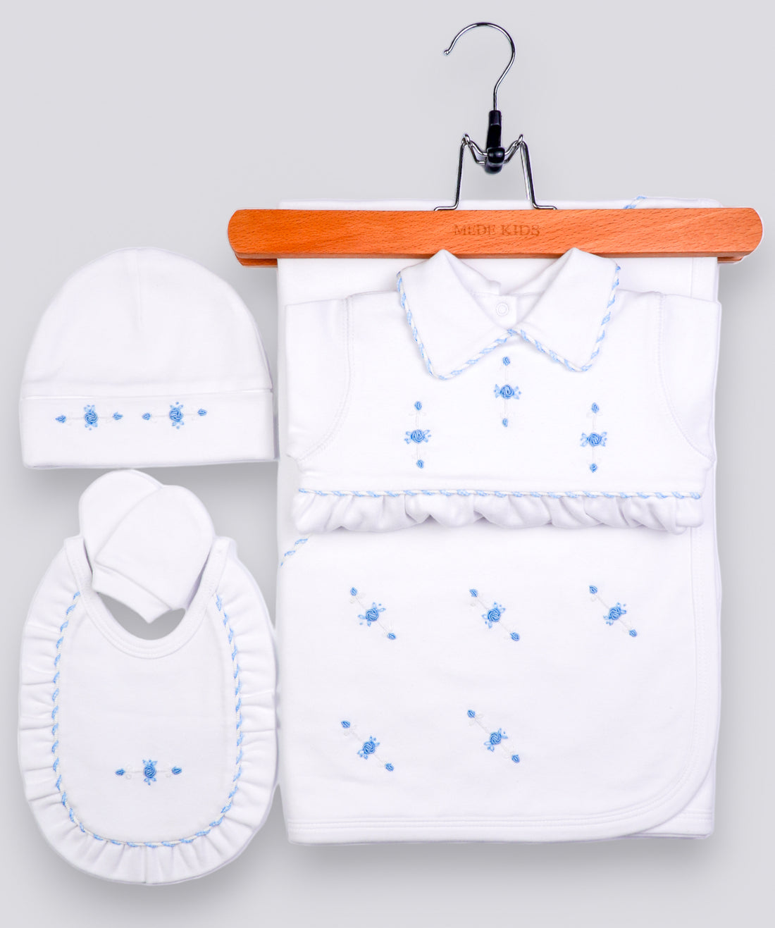 41029 ROSE ROAD HANDMADE EMBROIDERY NEWBORN OUTFIT 5-PCS SET