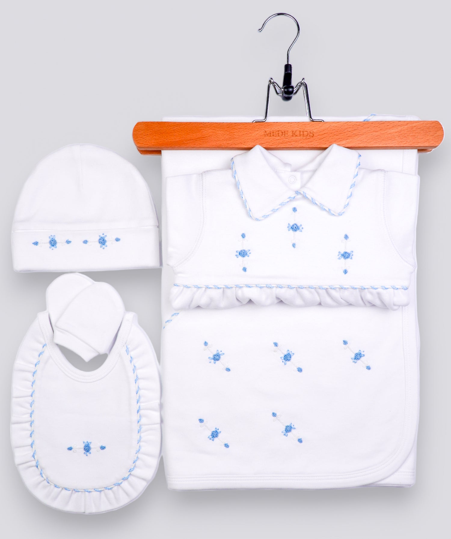 41029 ROSE ROAD HANDMADE EMBROIDERY NEWBORN OUTFIT 5-PCS SET