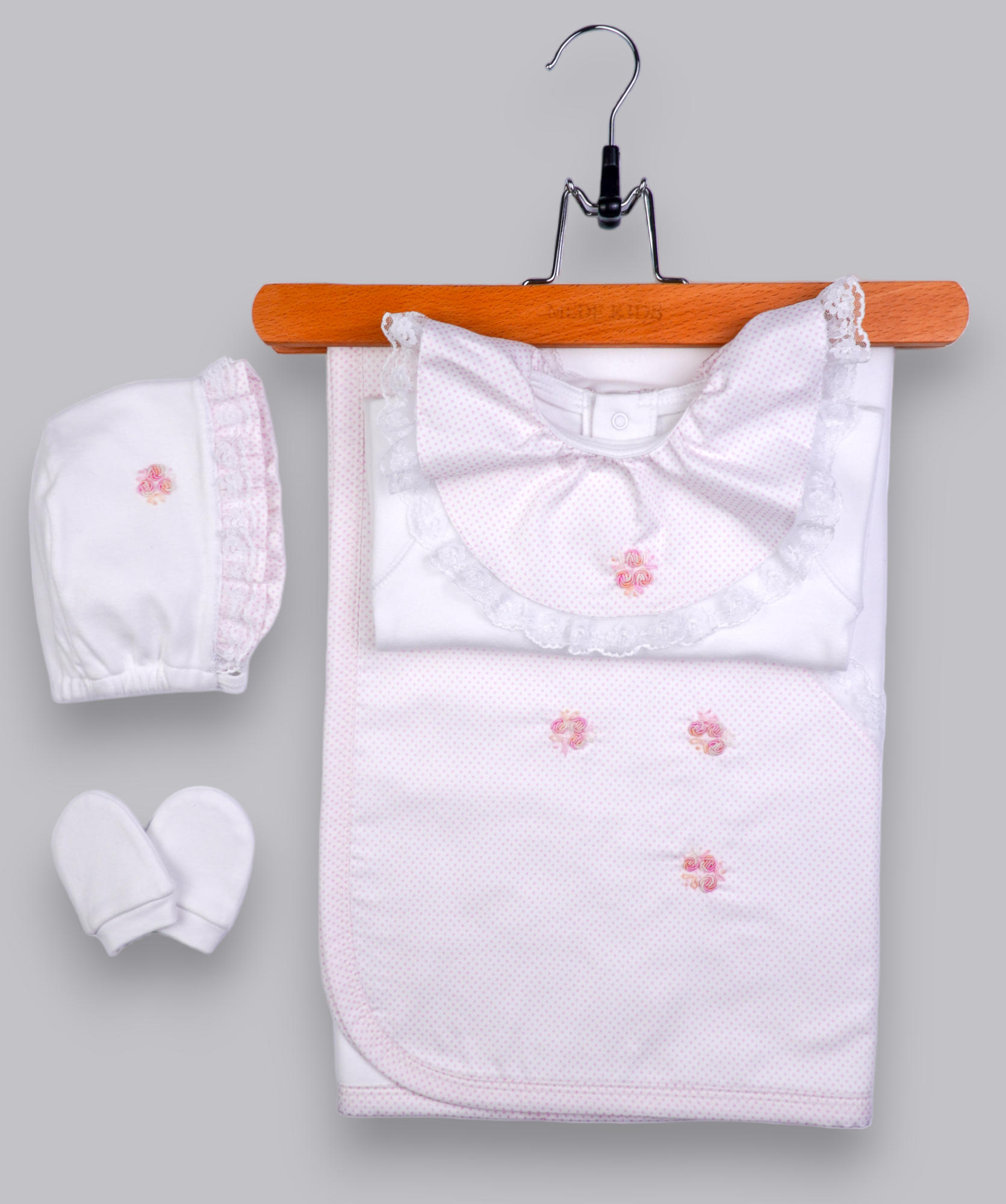 53001 ROSE HANDMADE EMBROIDERY NEWBORN OUTFIT 5-PCS SET