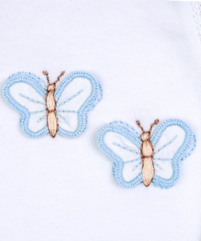 41025 BUTTERFLY HANDMADE EMBROIDERY NEWBORN OUTFIT 5-PCS SET BLUE