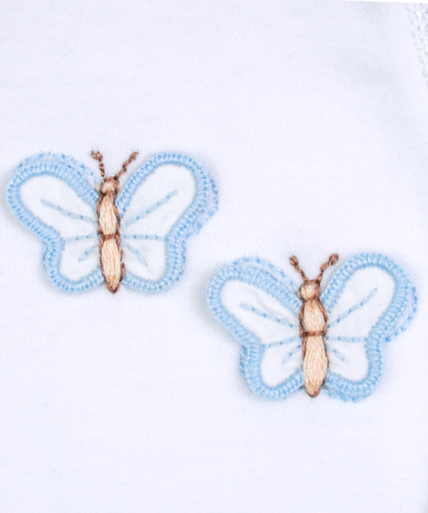 26001 BUTTERFLY HANDMADE EMBROIDERY FOOTIE 3-PCS SET-BLUE