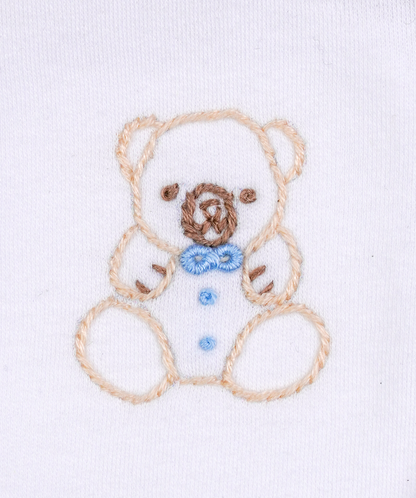 26002 BABY BEAR HANDMADE EMBROIDERY FOOTIE 3-PCS SET