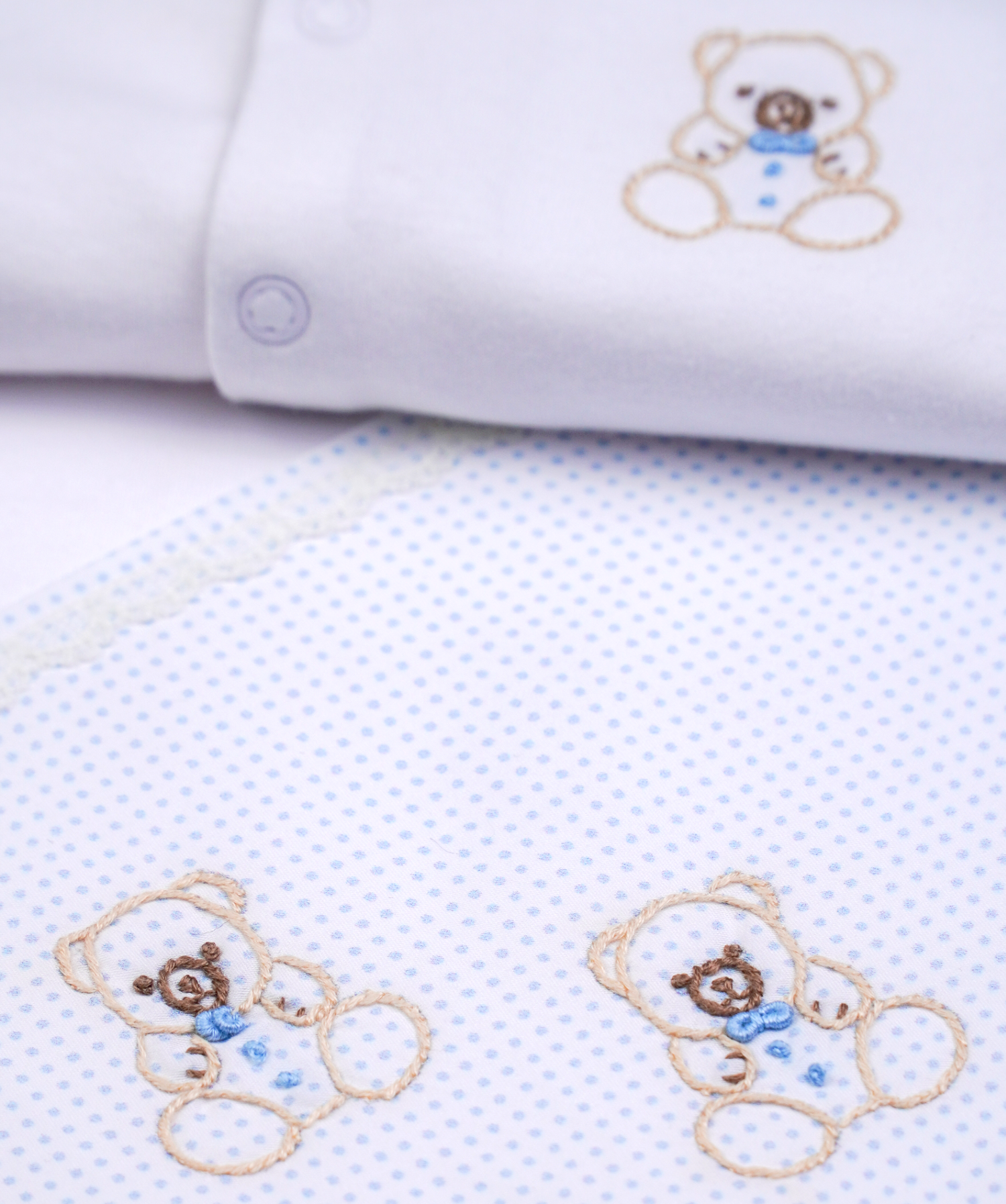 41017 BABY BEAR HANDMADE EMBROIDERY NEWBORN OUTFIT 5-PCS SET