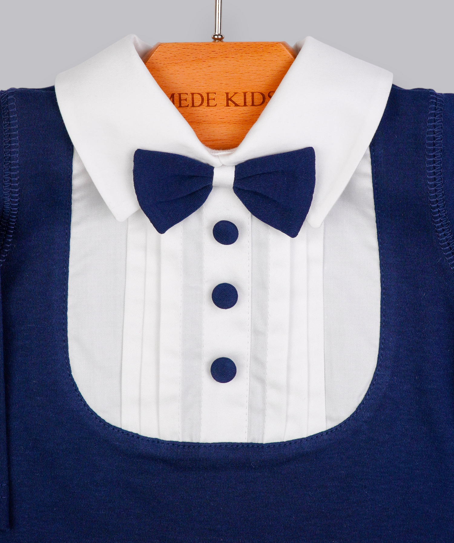 26021 BOW TIE HANDMADE FOOTIE 3-PCS NAVY BLUE