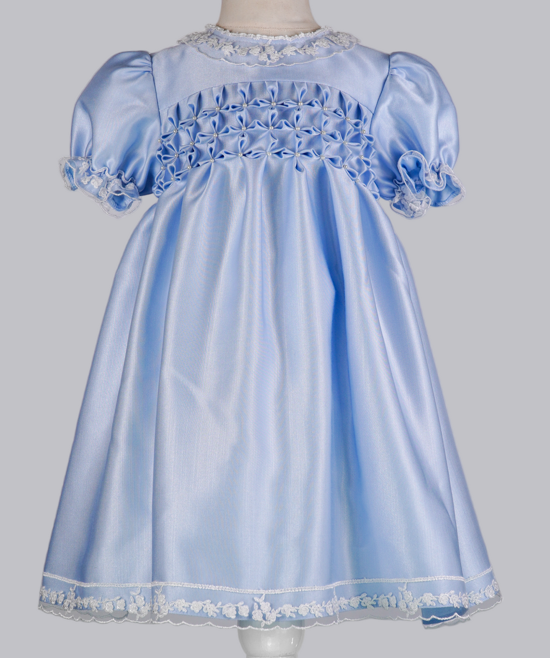 04031 HANDMADE FLOWER BABY GIRL DRESS WITH PEARLS-BLUE