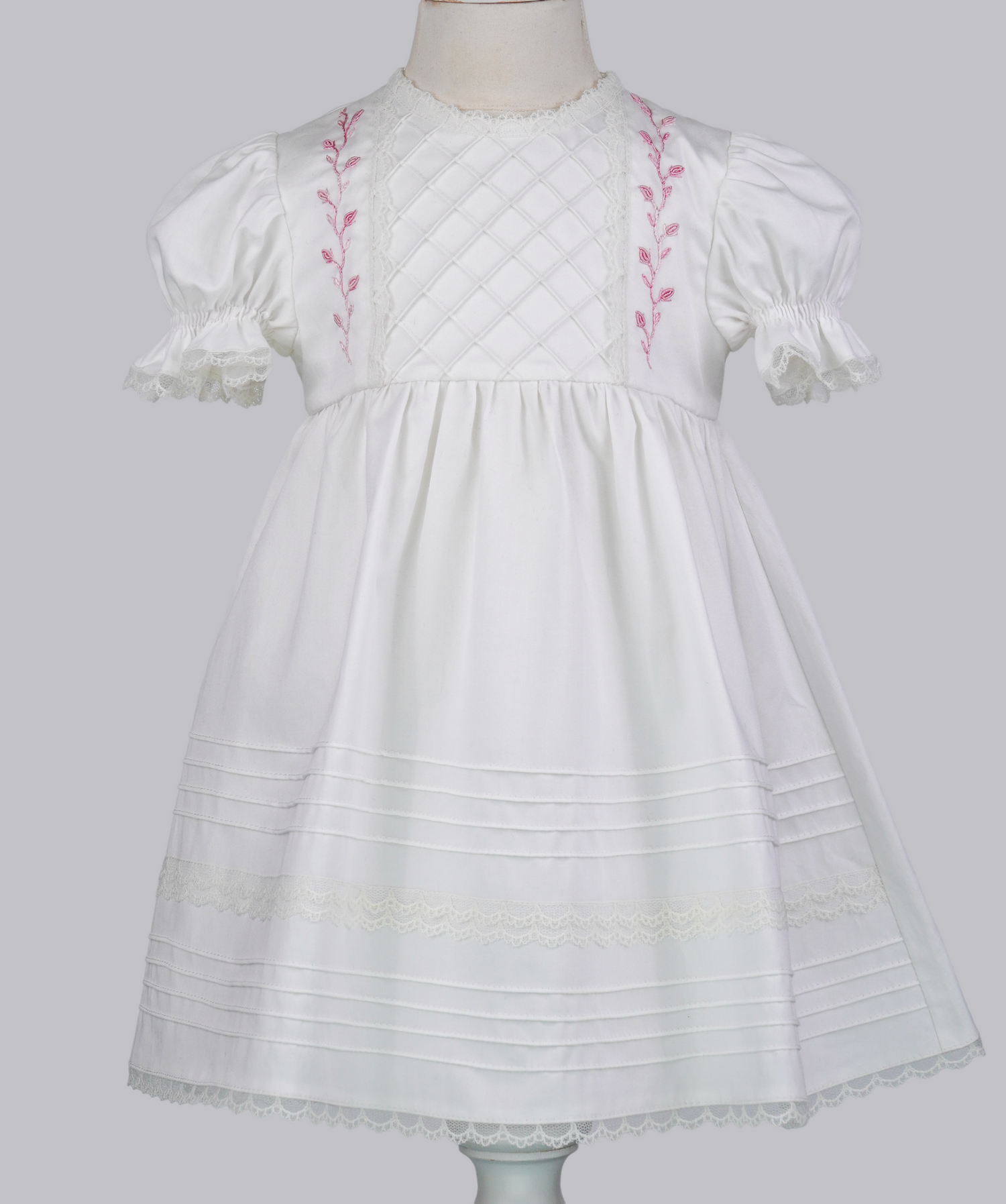 04126 ROSE WAY COTTON SATIN HANDMADE BABY GIRL DRESS