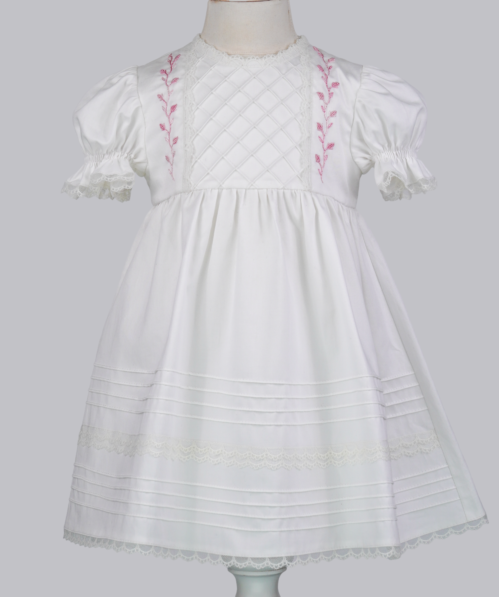 04126 ROSE WAY COTTON SATIN HANDMADE BABY GIRL DRESS