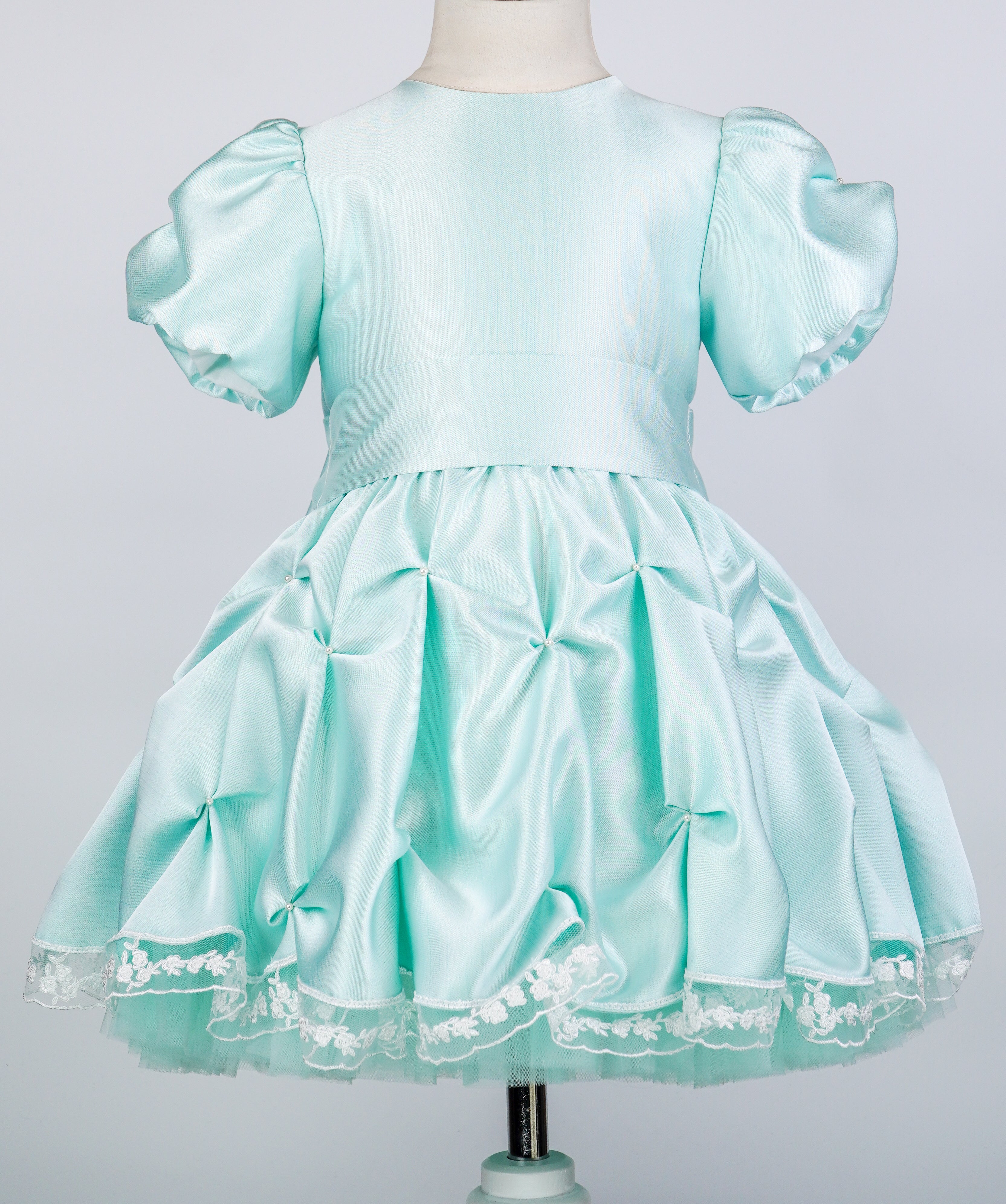 04044 CINDERELLA HANDMADE BABY GIRL DRESS-MINT GREEN