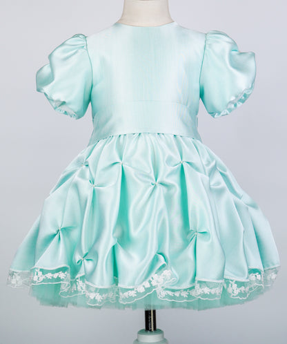 04044 CINDERELLA HANDMADE BABY GIRL DRESS-MINT GREEN