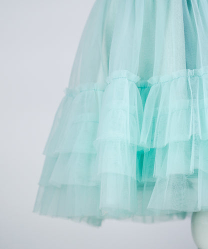 04095 GREEN ROSES TULLE HANDMADE BABY DRESS