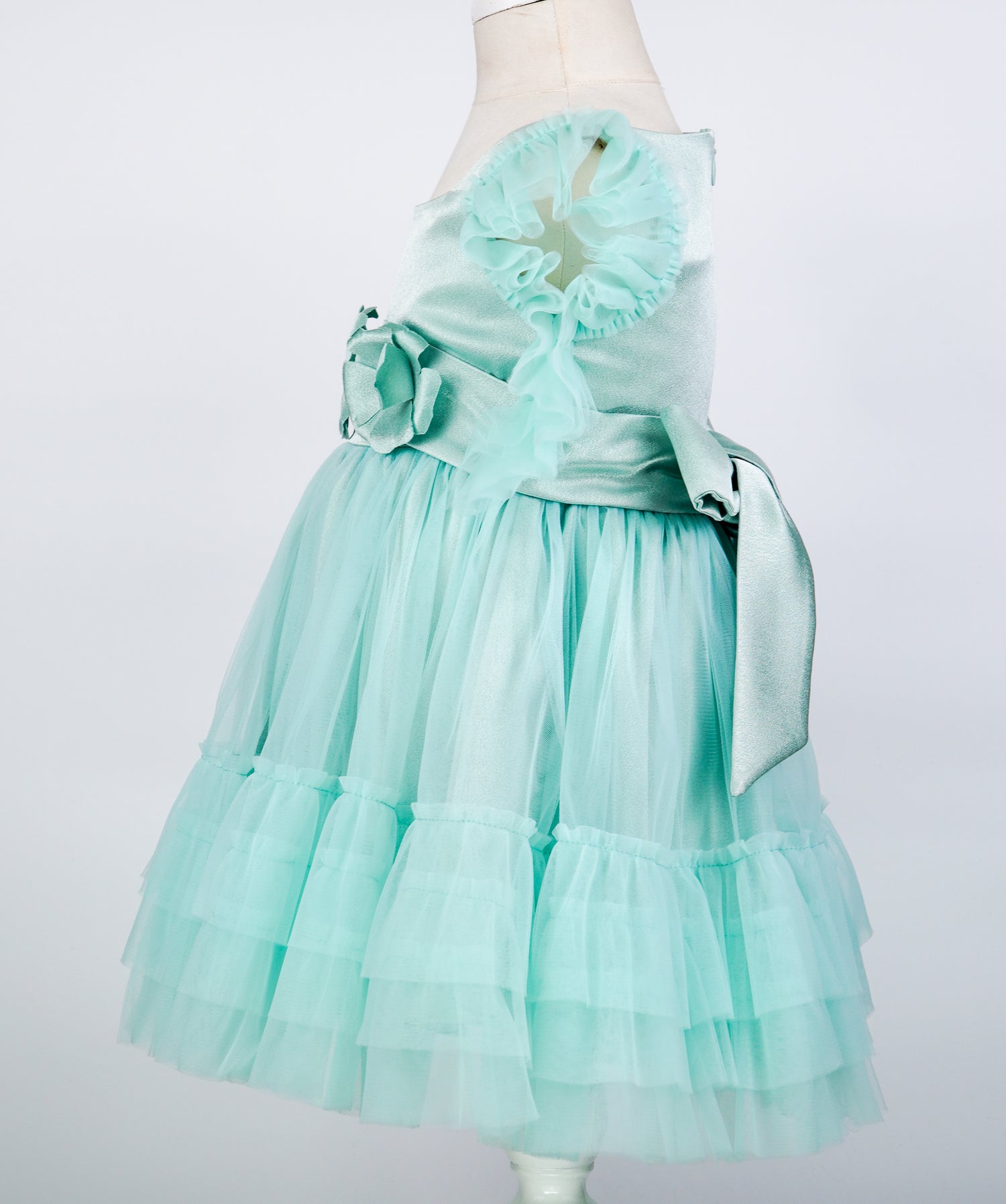 04095 GREEN ROSES TULLE HANDMADE BABY DRESS