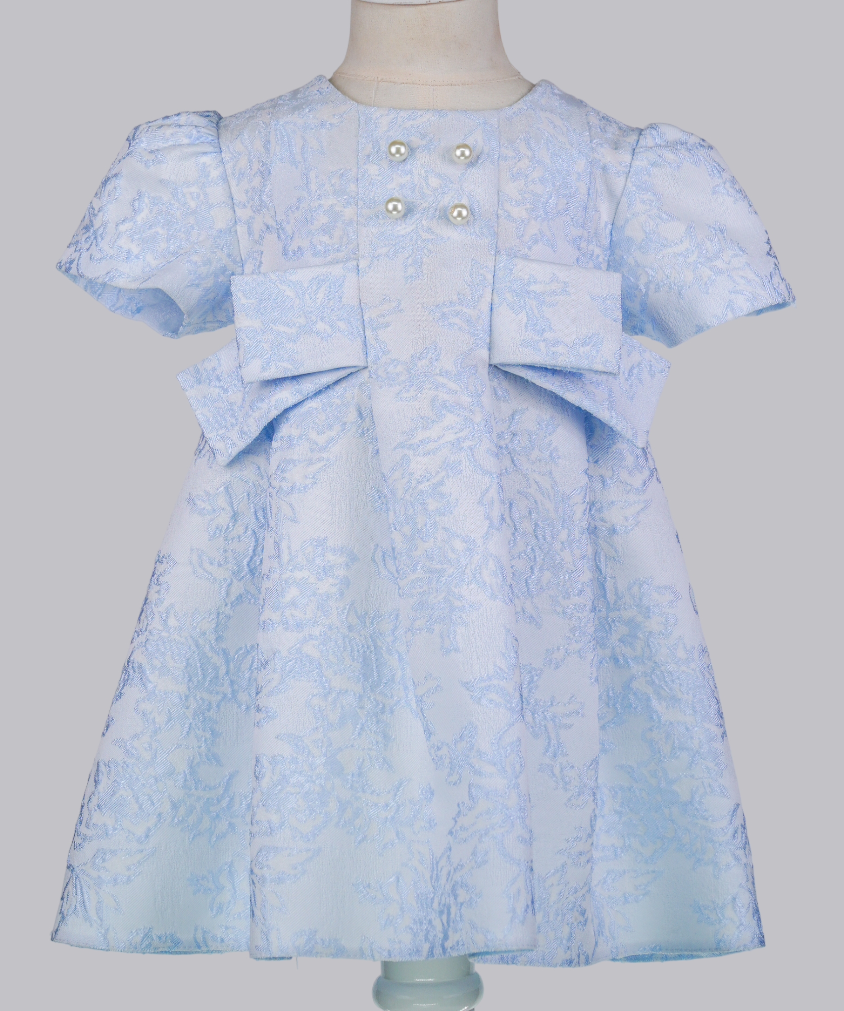 04088 BLUE ROSES HANDMADE BABY GIRL DRESS