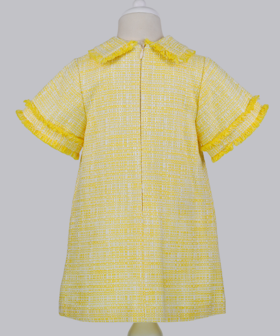 04099 YELLOW TWEED HANDMADE BABY GIRL DRESS