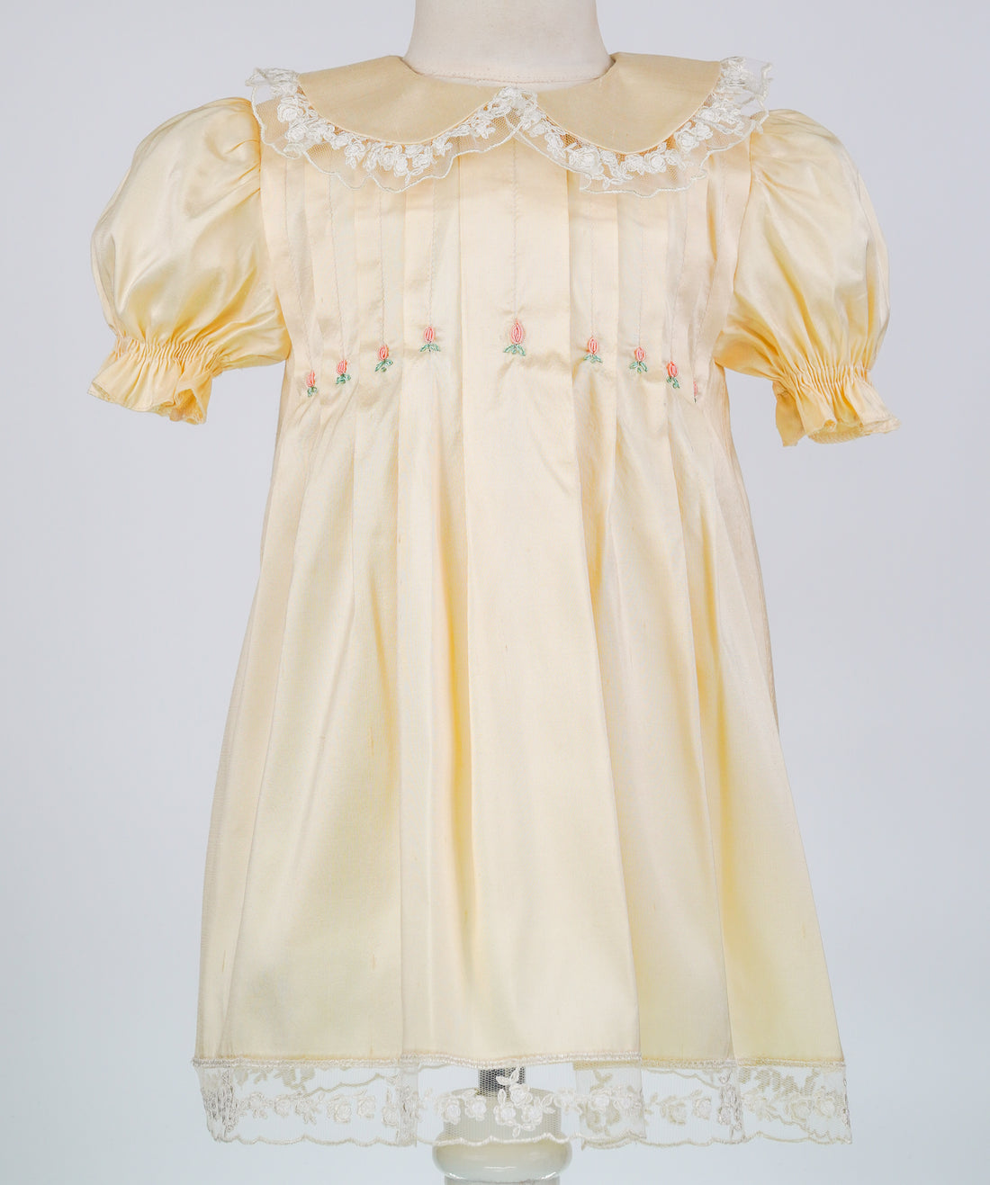 04128 CLASSIC SILK HANDMADE GOLDEN BABY GIRL DRESS