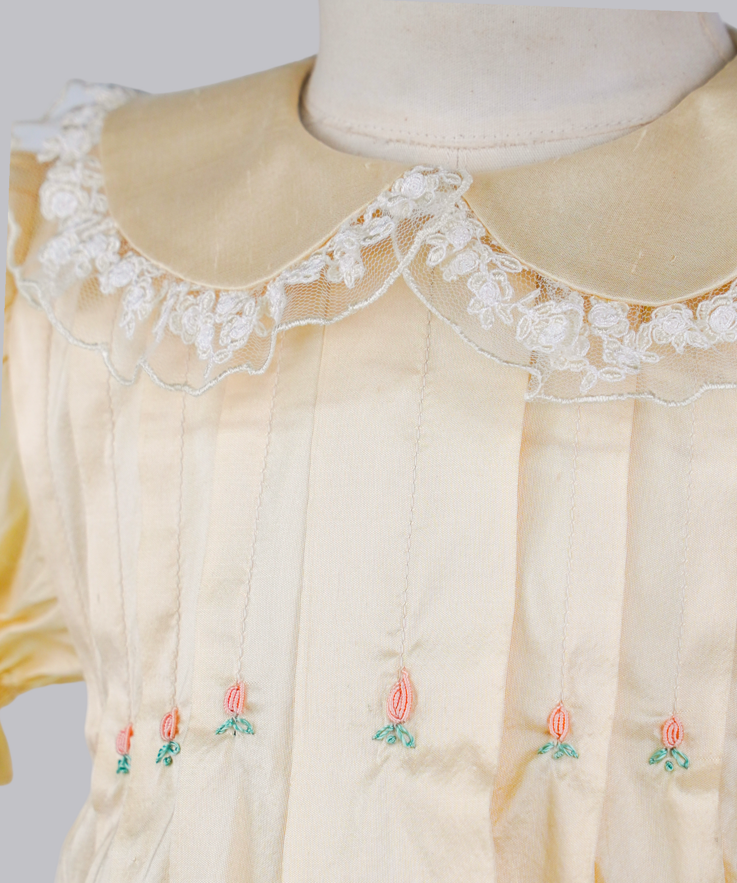 04128 CLASSIC SILK HANDMADE GOLDEN BABY GIRL DRESS