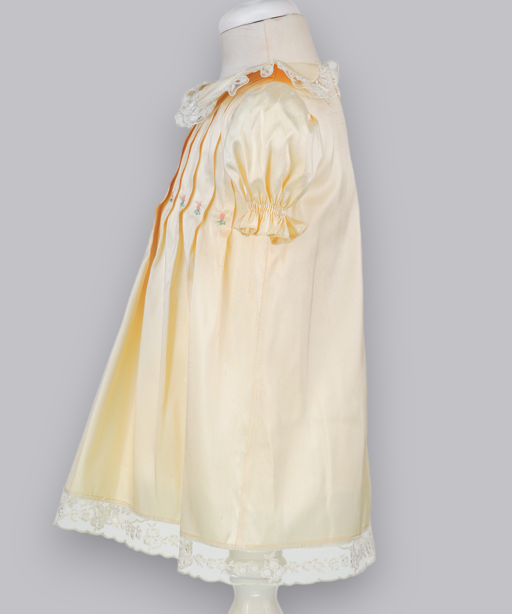 04128 CLASSIC SILK HANDMADE GOLDEN BABY GIRL DRESS