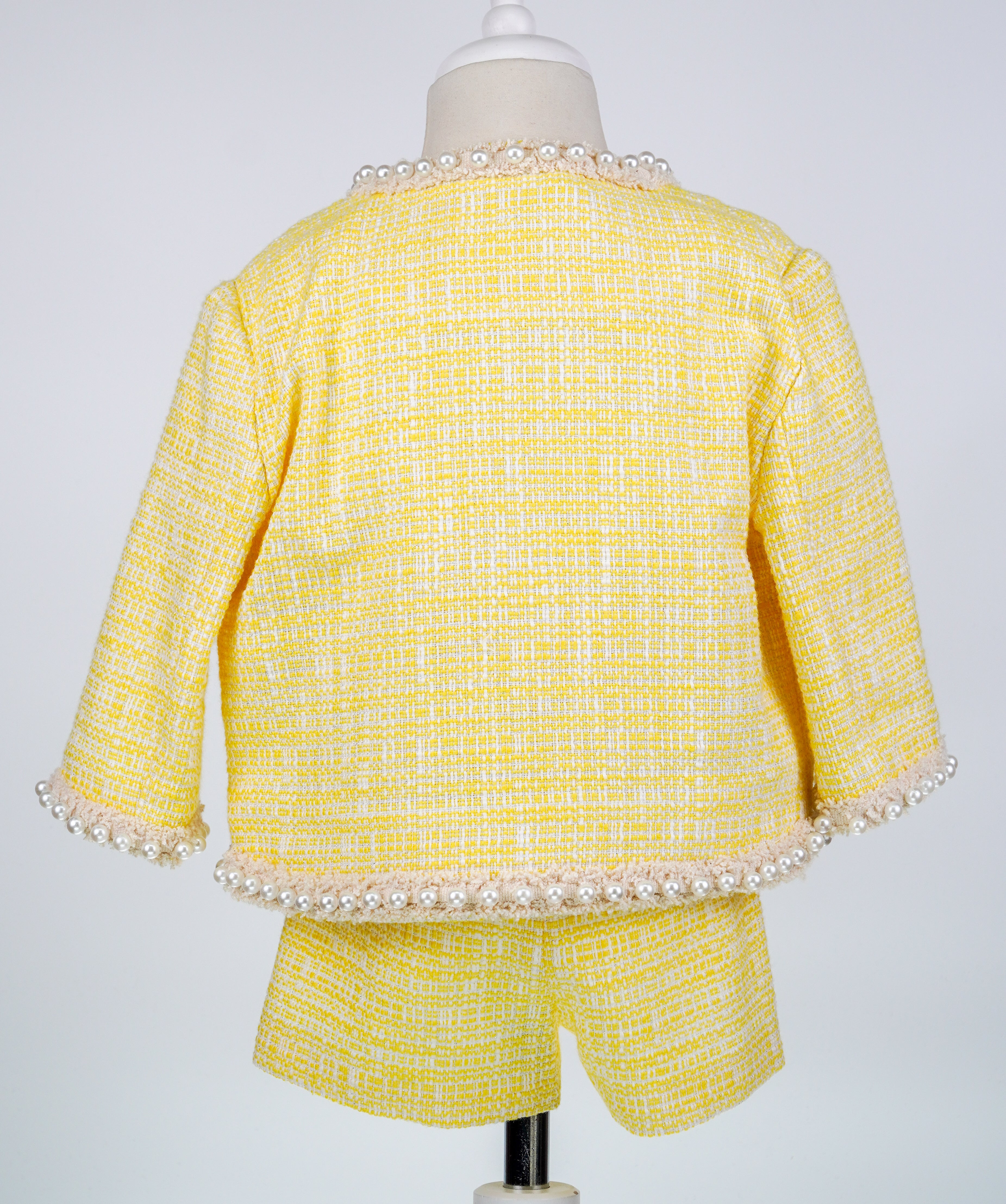 44013 YELLOW TWEED BABY GIRL OUTFIT SET