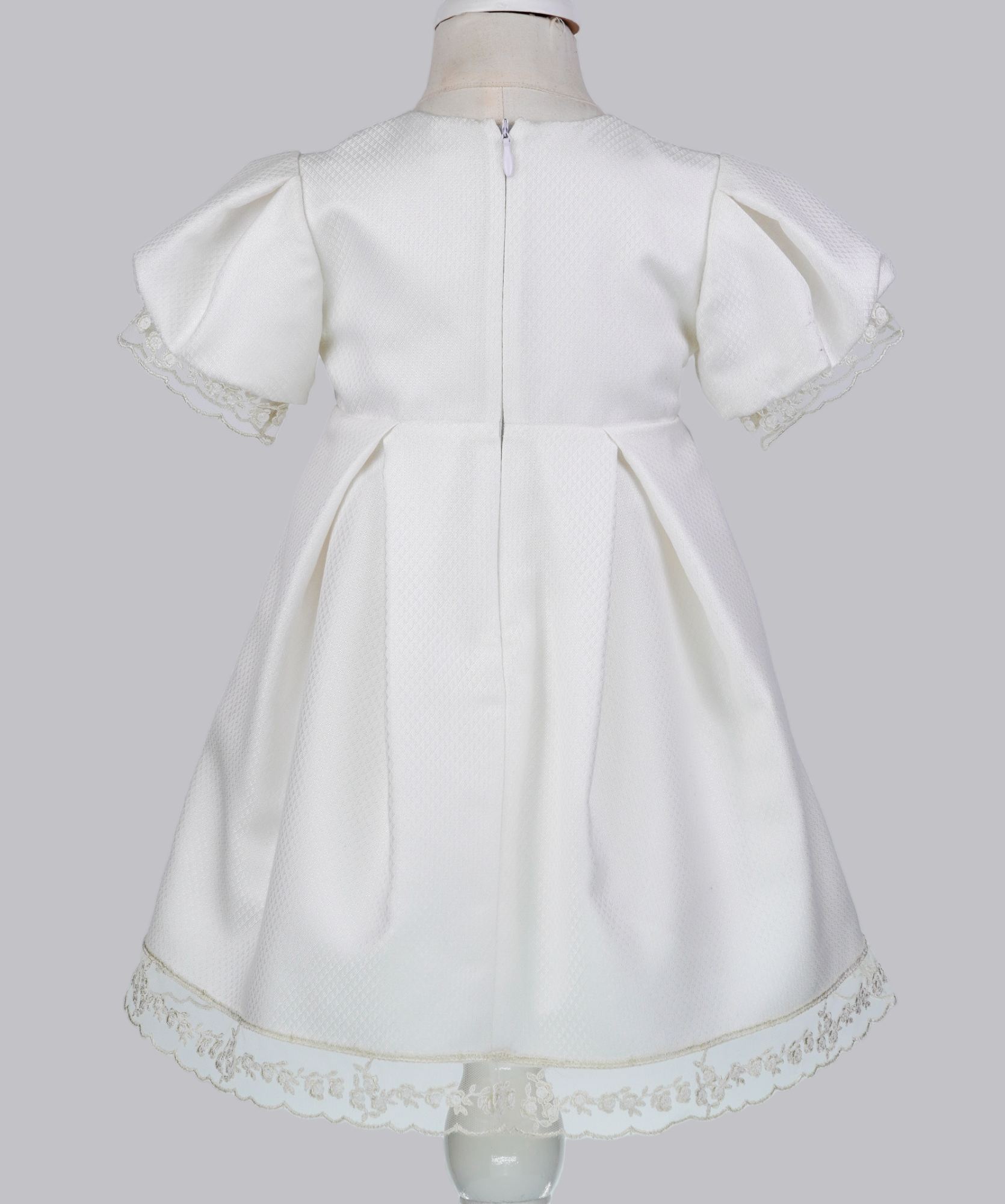 04038 BUTTONED HANDMADE BABY GIRL DRESS-WHITE