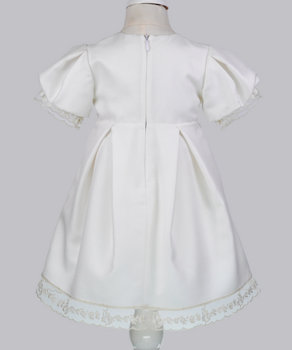 04038 BUTTONED HANDMADE BABY GIRL DRESS-WHITE