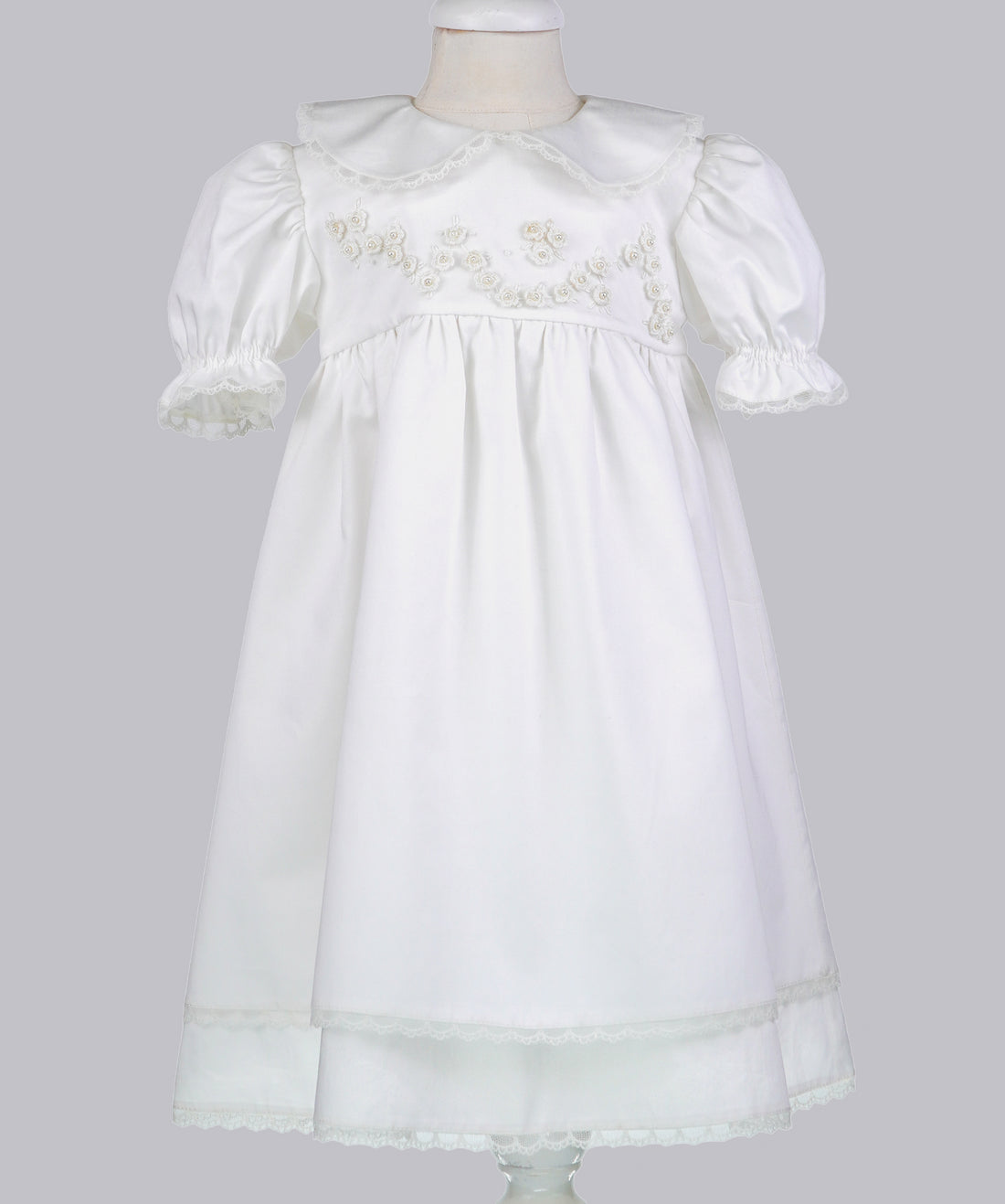 04006 PAPATYA HANDMADE BABY GIRL DRESS WITH PEARLS ROSES