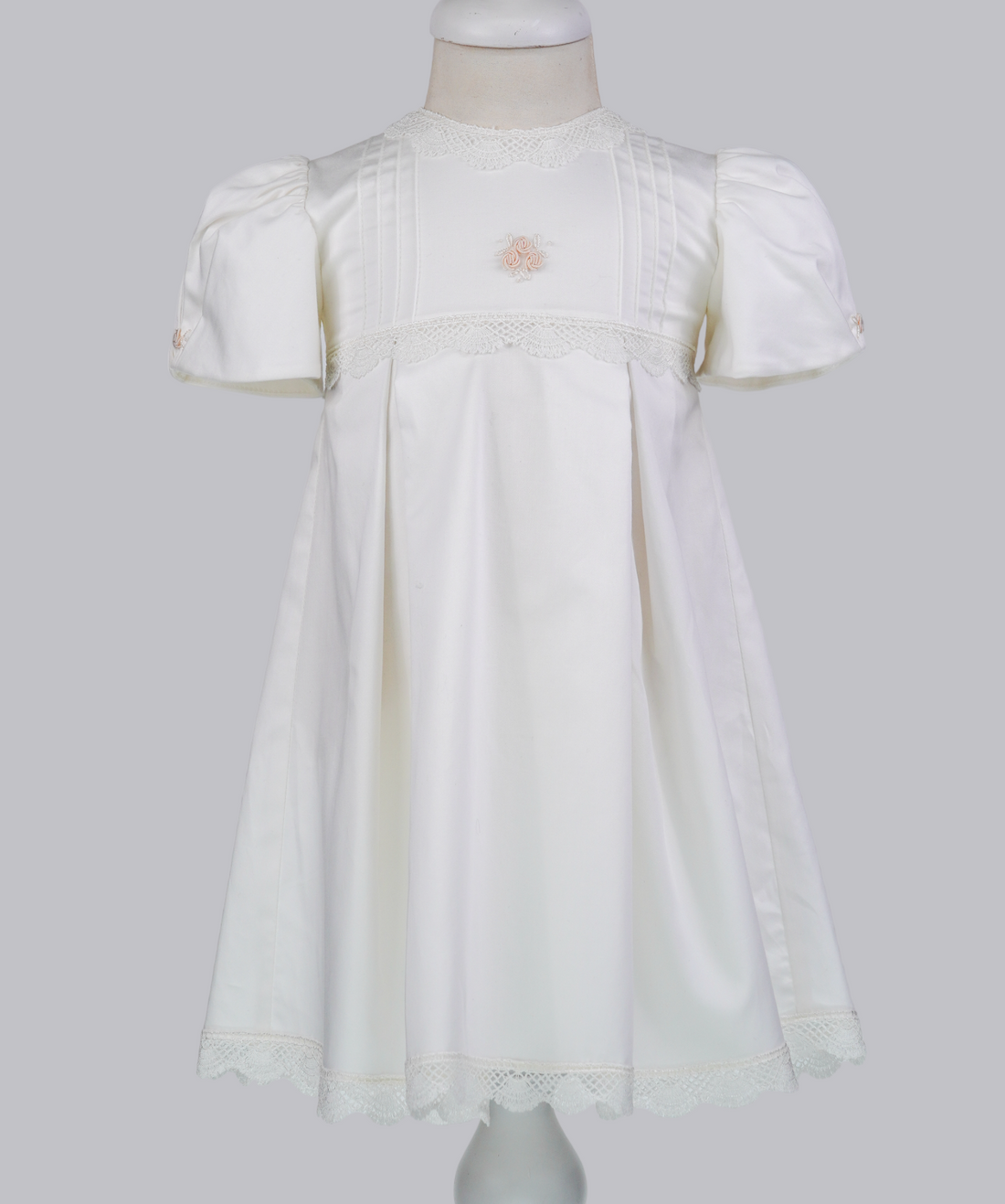 04020 PLEATED COTTON SATIN HANDMADE BABY GIRL DRESS