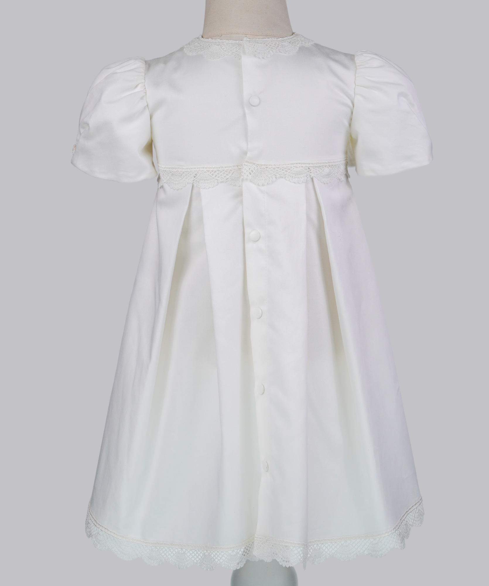 04020 PLEATED COTTON SATIN HANDMADE BABY GIRL DRESS