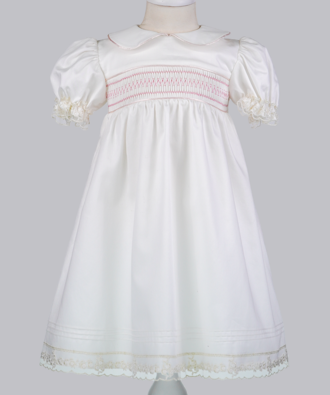 04008 PINK EMBROIDERY PLITTING BABY GIRL DRESS