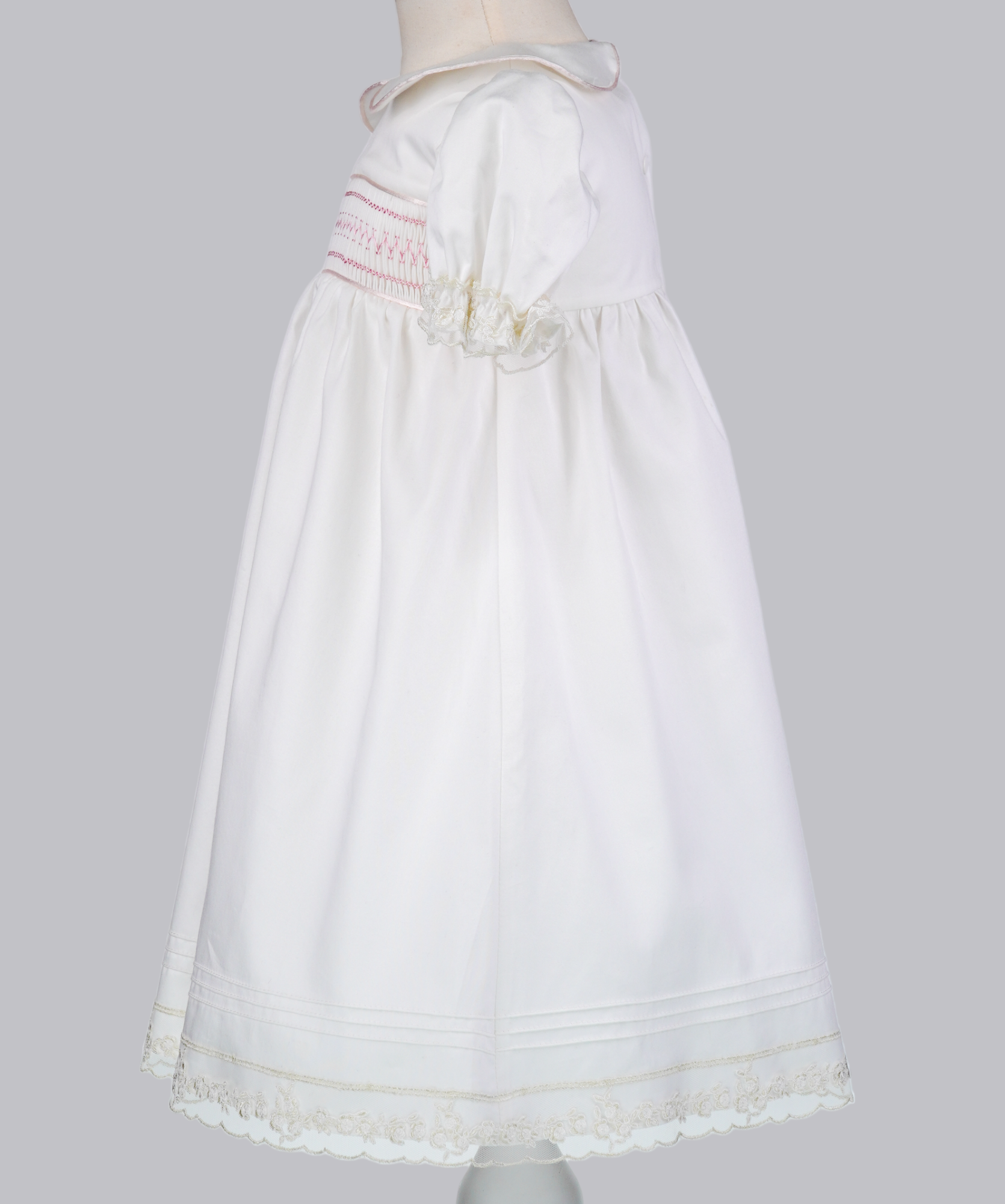 04008 PINK EMBROIDERY PLITTING BABY GIRL DRESS